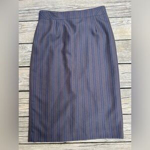 Pendleton Skirt Womens Brown Striped Twill Wool Knee Length Straight & Pencil 12